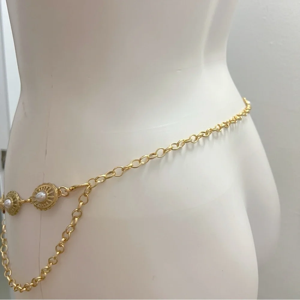 Vintage Style Layered Gold Chain Belt Dress Sweater Belt Womens Accessories